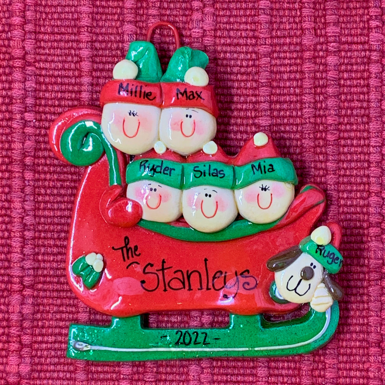 Sleigh Family with Dog (5 Names)