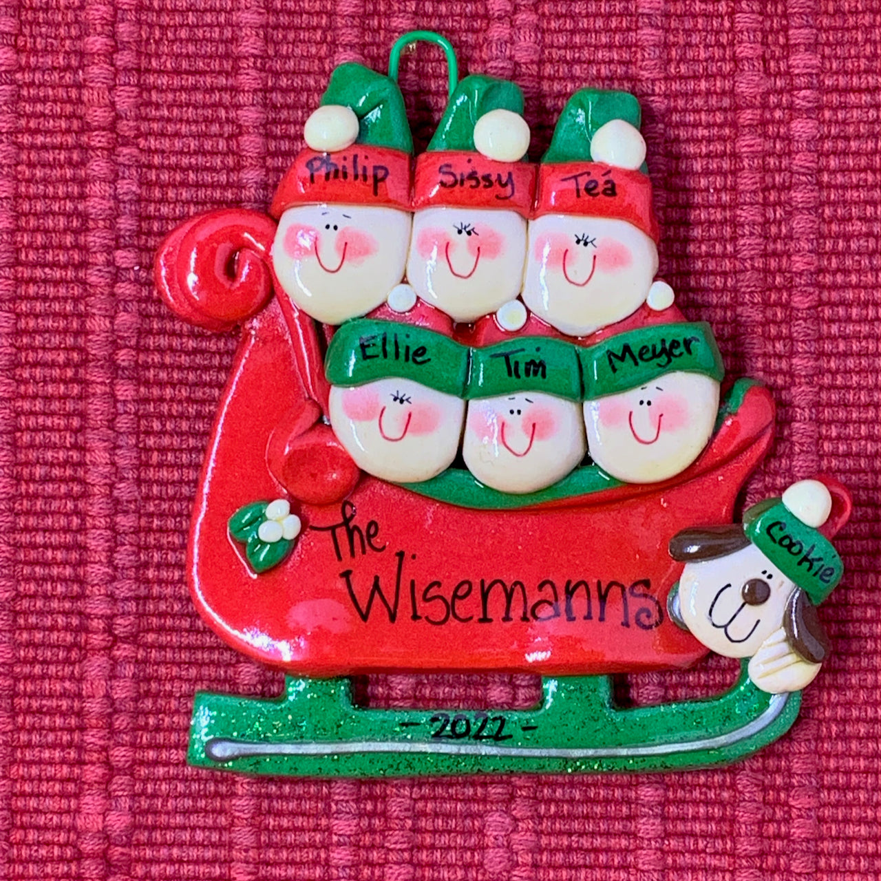 Sleigh Family with Dog (6 Names)